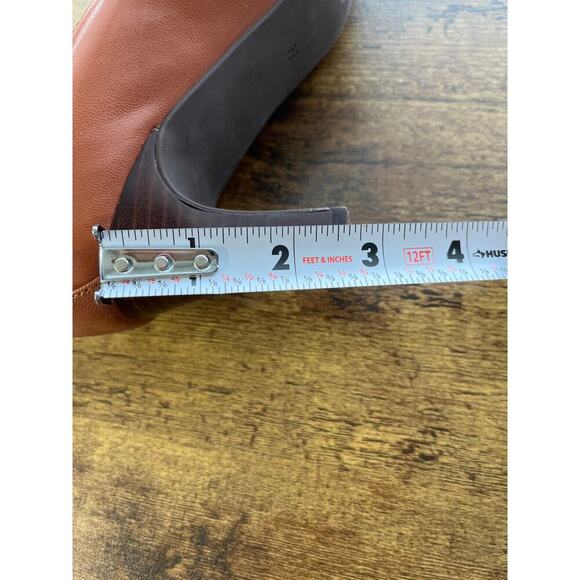 Lauren Ralph Womens 9B Brown Heel Highs Gold Buckle Accent Career Wear FLAWNEW - Picture 12 of 13